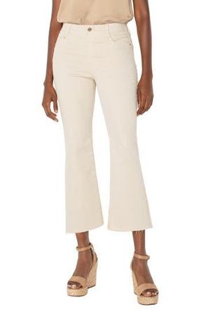 Liverpool L.A. Gia Glider Stripe Raw Hem Crop Flare Pull-On Pants in Cappuccino Stripe at Nordstrom Rack, Size 16 (Similar To 16W-18W)