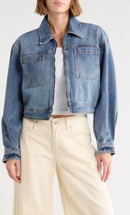 Current Elliott Blouson Sleeve Crop Jacket in Vintage Denim at Nordstrom Rack, Size Large