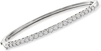 Ross-Simons Diamond Oval Bangle Bracelet in Sterling Silver