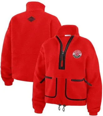 WEAR by Erin Andrews Womens WEAR by Erin Andrews Red New Jersey Devils Polar Fleece Half-Zip Jacket at Nordstrom, Size Xx-Large
