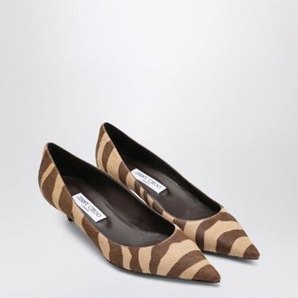 Jimmy Choo London Womens Amelia Pumps In Zebraprint Pony Hair - Tan Leather - Size EU 38