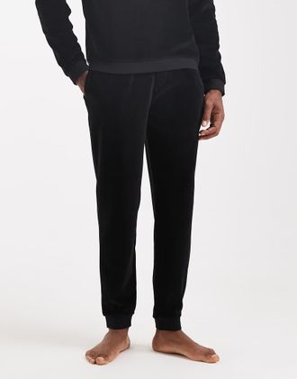 HUGO BOSS Joggers da casa neri in velour in coordinato-Nero
