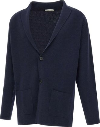 FILIPPO DE LAURENTIIS Milano rib single breasted blazer - Heren - Vesten - Blauw - XL - Wol - Truien & Vesten