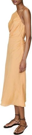 Mango Asymmetric Ruched Maxi Dress in Orange at Nordstrom, Size 10
