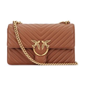 Pinko Shoulder Bags, female, Brown, Size: ONE SIZE Love One Classic DC Sheep