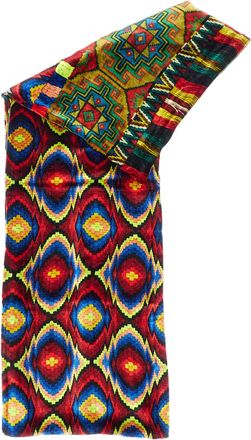 Pierre-Louis Mascia Multicolor Patchwork Geometric Intarsia Silk-Blend Scarf