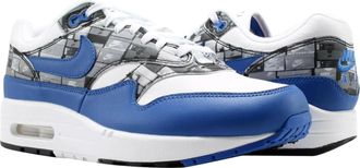 Nike Air Max 1 Print Running Sneaker in White/Game Royal-Neutral Grey Men