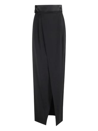Erika Cavallini Semi Couture satin-trim midi skirt - women - Fabric - 42 - Black