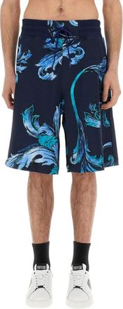 Versace Jeans Couture Outline Baroque Shorts - Heren - Korte Broeken - Blauw - S - Katoen - Korte Broeken