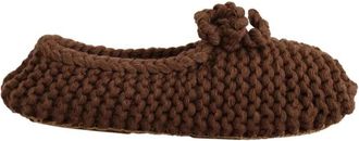 Dolce & Gabbana Wollen Gebreide Ballerina Flats Strikstrik - Dames - Ballerinas - Bruin - 40 EU - Wol - Schoenen