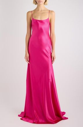 Alaia Silk Maxi Slipdress in Rose Vif at Nordstrom, Size 8 Us