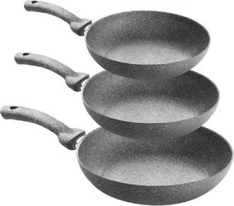 Trade Shop Trade Shop - Set 3 Padelle In Pietra Antiaderenti Regina Di Pietra Diametro 20 - 24 - 28 Cm