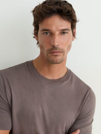 Reiss Mouse Brown Cotton- Crew-neck Modern-fit T-shirt, Xxl