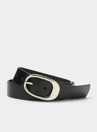 Simons Womens Oval buckle wide leather belt