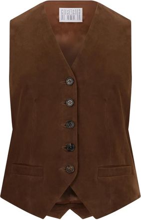 Giuseppe Di Morabito Suede Vest - Dames - Gillet - Bruin - S - Leer - Kostuums