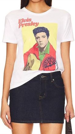 Daydreamer Sun Records Elvis Us Tour 1954 Ringer Tee Top In Optic White