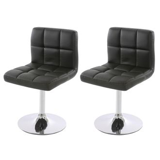 Hhg Hhg - Lote De 2 Sillas De Comedor Silla Giratoria Silla Kavala Imitaci&oacute;n Cuero Cromo, Negro