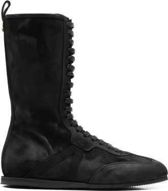 Ann Demeulemeester Fides High-Top Bokssneakers - Dames - Veterlaarzen - Zwart - 40 EU - Leer - Schoenen