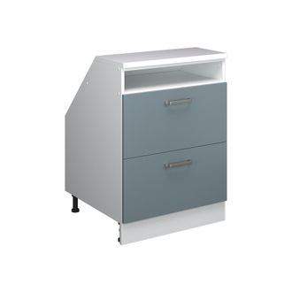 Vicco Armario De Cocina Para Techo Inclinado R-line, Gris Azulado, 60 Cm Con 2 Cajones, Carcasa 60 Cm De Profundidad, Vicco