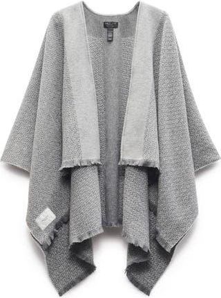 Rag & Bone Joni Wool Tweed Reversible Poncho Wrap in Grey at Nordstrom Rack