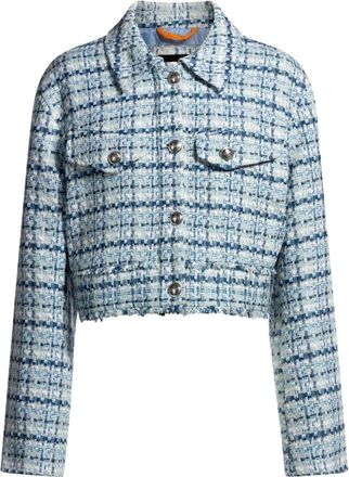 HUGO BOSS C Jafresi Tweed Jas - Dames - Blazers - Blauw - 2XL - Tweed - Jassen