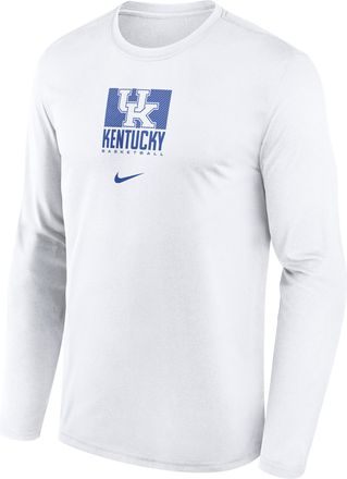 Nike Kentucky Courtside Nike Mens Dri-FIT College Long-Sleeve T-Shirt in White | 02TJ10ANKY-NB7