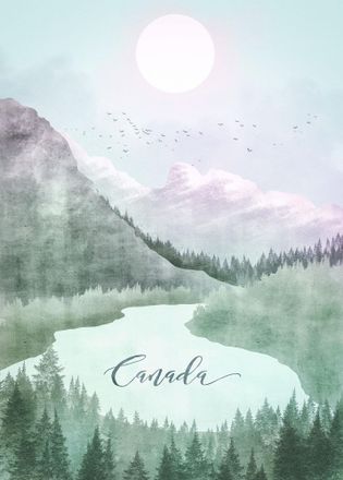 Komar Bild »Vintage Travel Canada« Natur 1 Stk. tlg. Wandbild zur Dekoration - ohne Rahmen