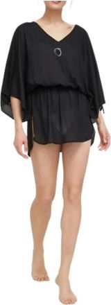 Trussardi Watercolor Logo Kaftan Jurk - Dames - Korte kleedjes - Zwart - XS - Kleedjes