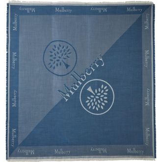 Mulberry Wool Logo Square Scarf in Denim Blue at Nordstrom