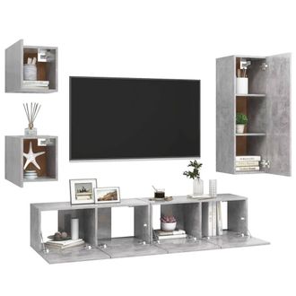 Berkfield Home Practical 5 Piece TV Cabinet Set Concrete Grey Engineered Wood