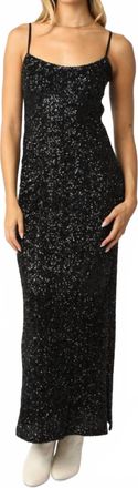 Olivaceous Gilded Night Midi Dress In Black