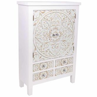 Wanderlust Deco Armario de madera 4 cajones y 2 puertas 68x27,5x101h cm