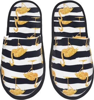 Generic Gold Flamingo Unisex Shoes Warm House Slippers Cosy Slippers For Indoor Outdoor Bedroom M