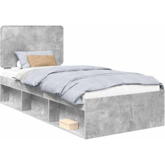 vidaXL Estructura De Cama Con Cabecera Gris Concreto 100 X 200 Cm Vidaxl