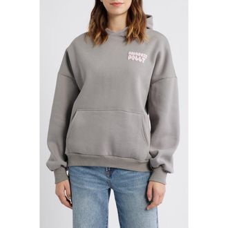 Princess Polly Graphic Print Logo Hoodie in Charcoal at Nordstrom, Size 10