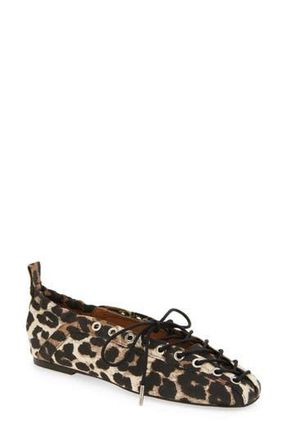 Ganni Ghillie Ballerina Flat in Leopard at Nordstrom Rack, Size 11Us / 41Eu