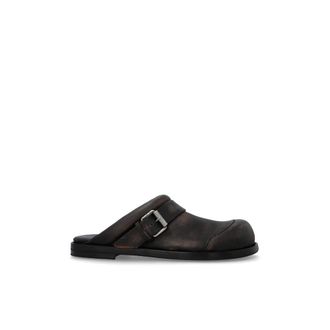 Acne Studios Mules, female, Brown, Size: 11 US Leather Buckle Mules