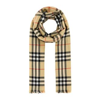Burberry Winter Scarves, female, Beige, Size: ONE SIZE Embroidered Cashmere Blend Scarf