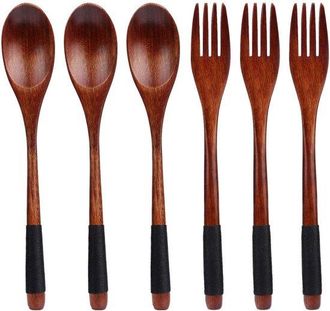 OEM Juego De Cubiertos De Madera De 10 Piezas, Color Negro Cucharas Y Tenedores De Madera Cubiertos Reutilizables