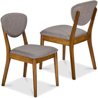 Best Choice Products 2-Piece Mid-Century Modern Wood & Upholstered Dining Chair Set