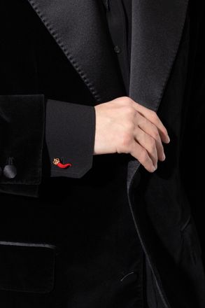 Dolce & Gabbana Gold Good Luck Cufflinks, Mens, Red