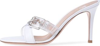 Generic White,4.5 UK,Womens Cross-Strap Buckle Sandals Peep Open Toe Stiletto High Heels Slip On Pumps Summer Backless Party Wedding Dress Mules Shoes