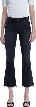 Flying Monkey High Rise Raw Hem Ankle Bootcut Jeans In Black