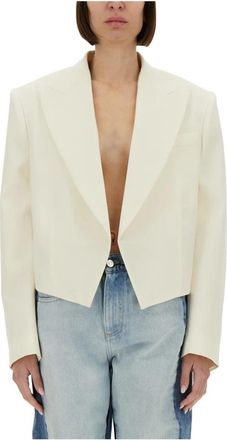 Stella McCartney Cropped Blazer - Dames - Blazers - Wit - M - Katoen - Jassen