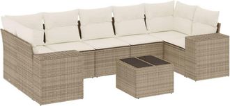 vidaXL Vidaxl - Juego De Sof&aacute;s De Jard&iacute;n Con Cojines Beige 8 Pzas Rat&aacute;n Pe