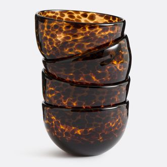 La Redoute Interieurs Set van 4 amberkleurige glazen kommen Fauvita