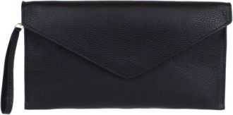 Girly HandBags Womens Italian Genuine Leather Envelope Clutch Bag (Black)