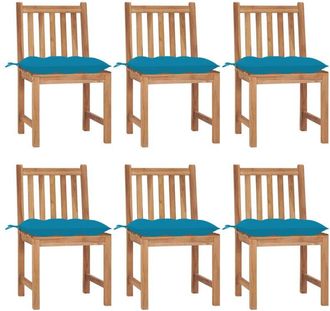 vidaXL Sillas De Jard&iacute;n 6 Unidades Con Cojines Madera Maciza De Teca Vidaxl