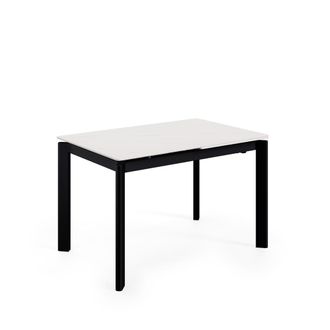 Koketto Home Mesa extensible 140 tapa marmol blanco patas negro