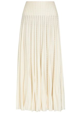Alaia Textured Knit Midi Skirt - White - 38 (UK10 / S)